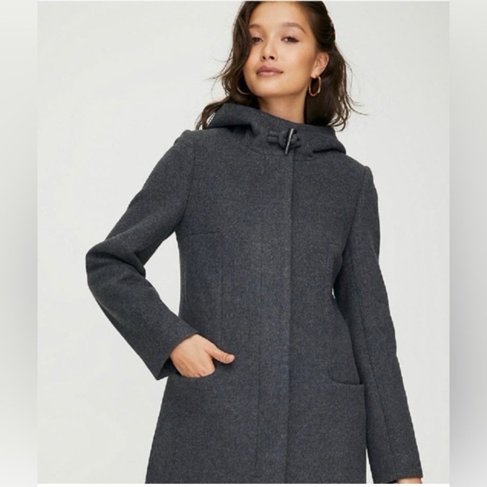 NEW Aritzia Babaton Wool Hooded Coat - Grey Size L - Picture 2 of 14